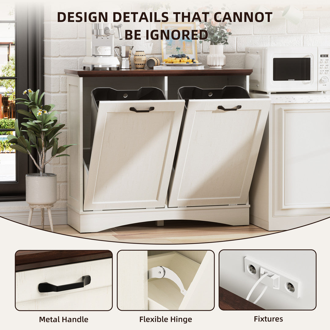 Haddockway® 20 Gallon Tilt Out Trash Cabinet, Freestanding Kitchen Trash Cabinet without Drawer