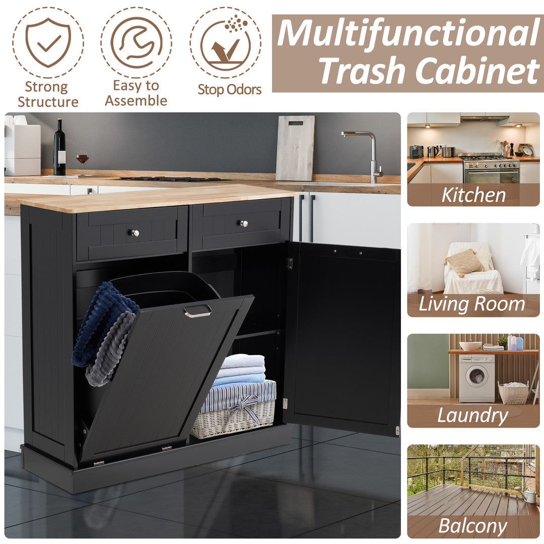 Haddockway® Single Tilt Out Trash Cabinet 13 Gallon Waste Bins Hidden Trash Bin w/ Hiddles for Kitchen