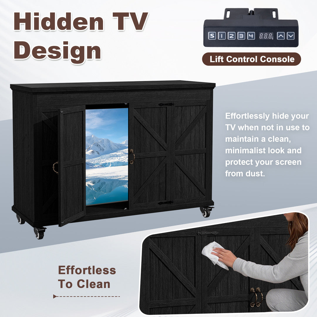 AHB Outdoor Modern Electric TV Lift Cabinet for 32–65" TVs,TV Stand | Motorized TV Lift Stand Indoor & Outdoor Use ,Outdoor Mobile TV Stand on Lockable Wheels,Weatherproof Outdoor TV Enclosure