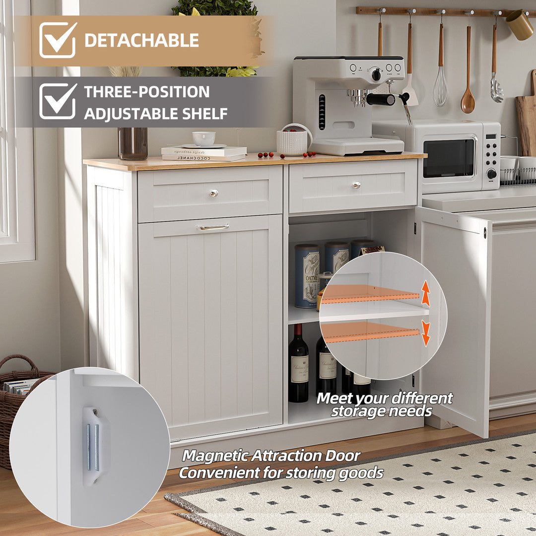 Haddockway® Single Tilt Out Trash Cabinet 13 Gallon Waste Bins Hidden Trash Bin w/ Hiddles for Kitchen