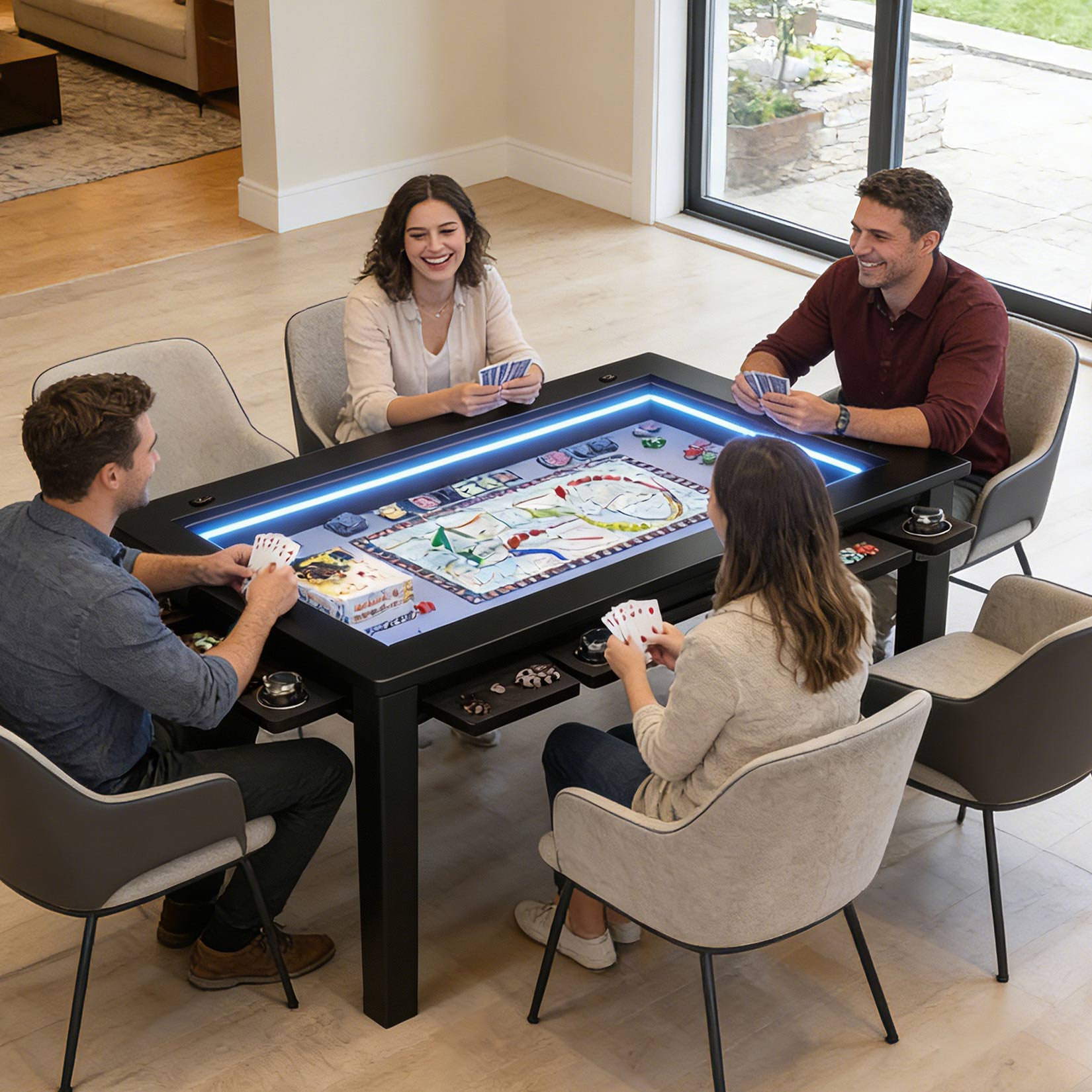 AHB® Board Game Table for 4-6 with Led Light
