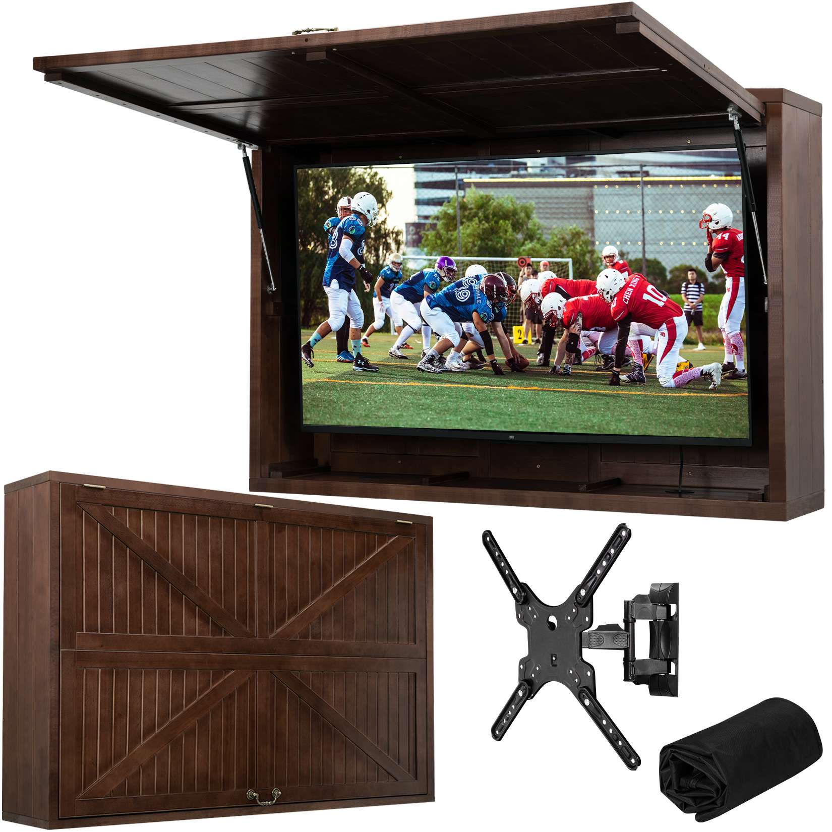 55-Inch Solid Wood Weatherproof Outdoor TV Enclosure