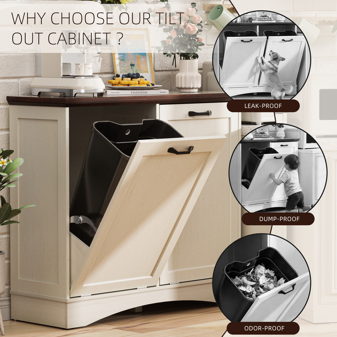 Haddockway® 20 Gallon Tilt Out Trash Cabinet, Freestanding Kitchen Trash Cabinet without Drawer