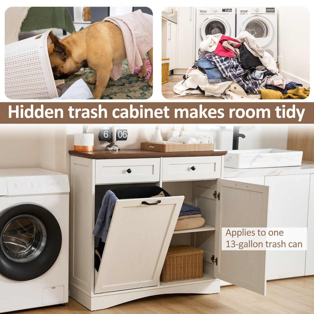 Haddockway® Single Tilt Out Trash Cabinet 13 Gallon Waste Bins Hidden Trash Bin w/ Hiddles for Kitchen