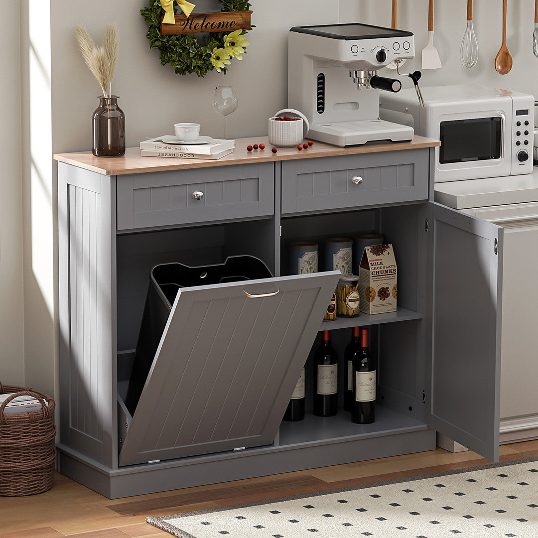 Haddockway® Single Tilt Out Trash Cabinet 13 Gallon Waste Bins Hidden Trash Bin w/ Hiddles for Kitchen