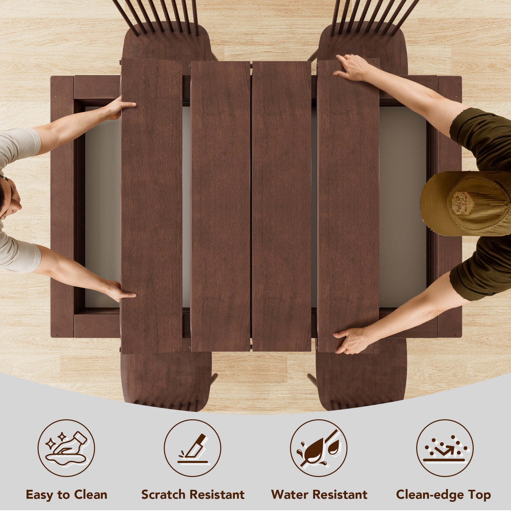 Convertible Board Game Table for 4-6 Players, Spacious Gaming Space with Table Top, Non-Slip Play Mat, Cup Holder & Game Tray, Dining Table for DND, Poker Card, Family Dinner