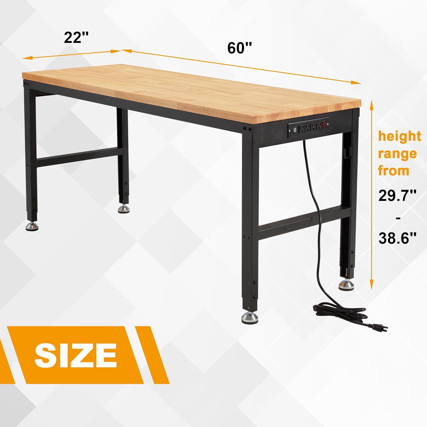 AHB® Adjustable Workbench，Heavy Duty Wood Work Bench 2000 Lbs Load Capacity