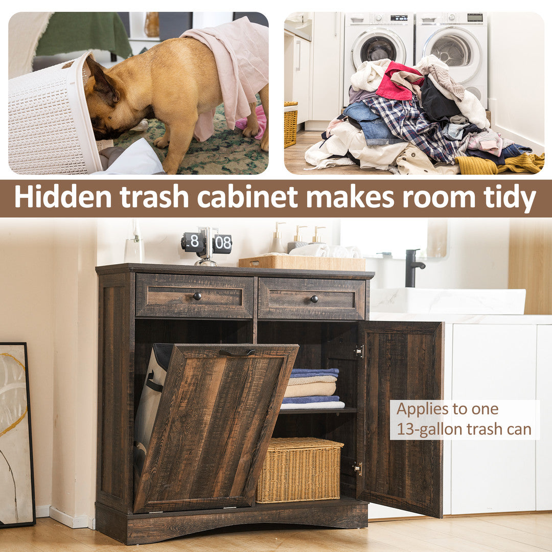 Haddockway® Single Tilt Out Trash Cabinet 13 Gallon Waste Bins Hidden Trash Bin w/ Hiddles for Kitchen