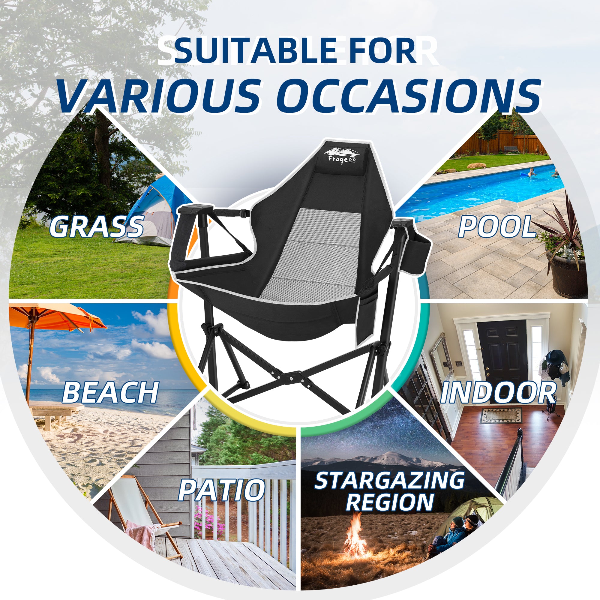 Portable Hammock Camping Chair with Adjustable Back Supports 330lbs