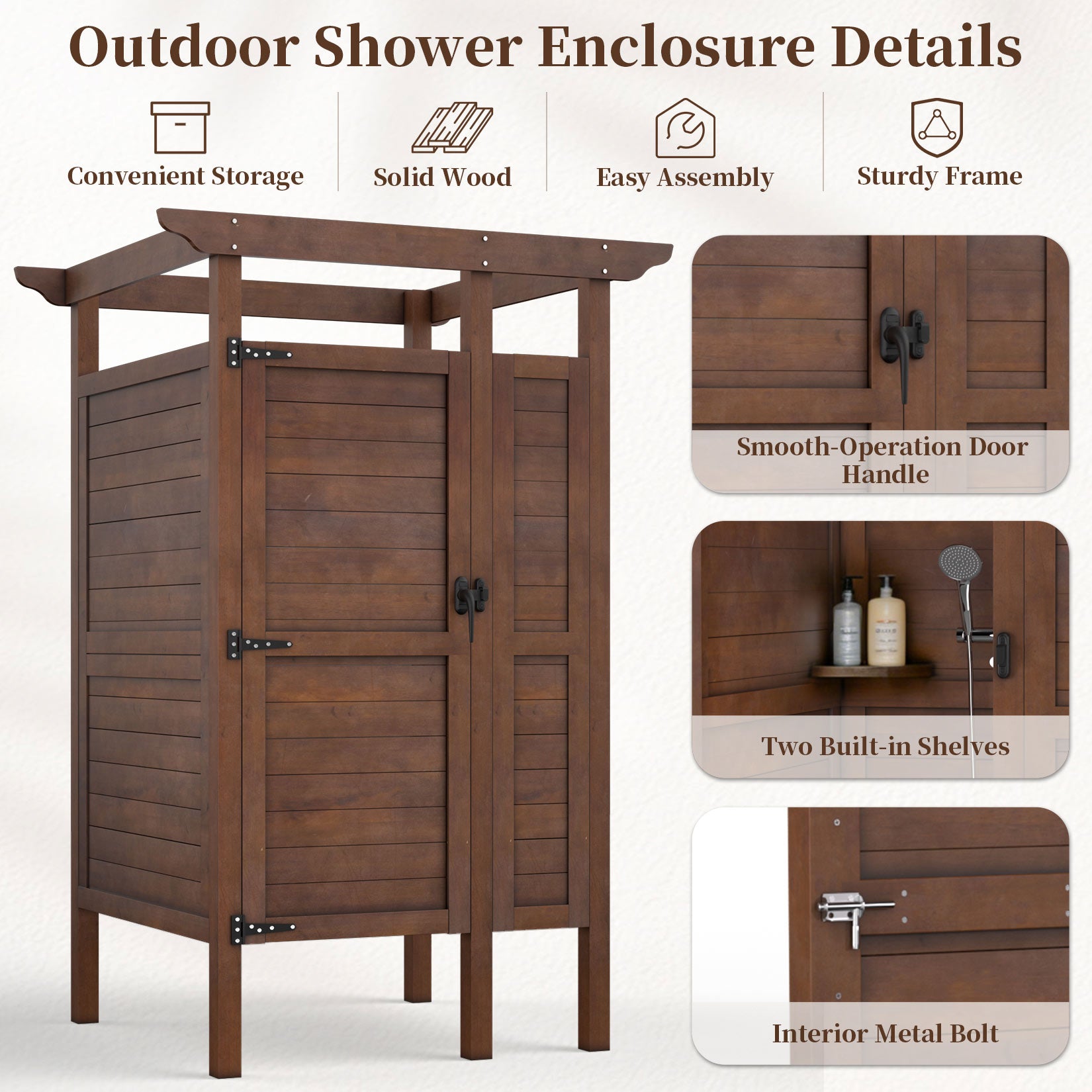 AHB® Outdoor Shower Enclosure Solid Wood Weatherproof Outdoor Shower Stall