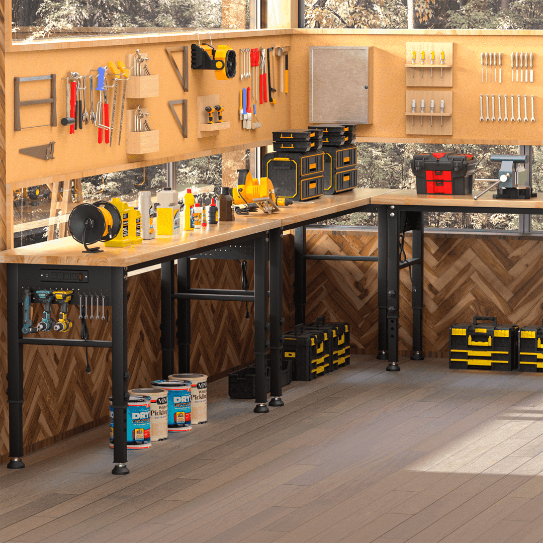 AHB® Adjustable Workbench，Heavy Duty Wood Work Bench 2000 Lbs Load Capacity