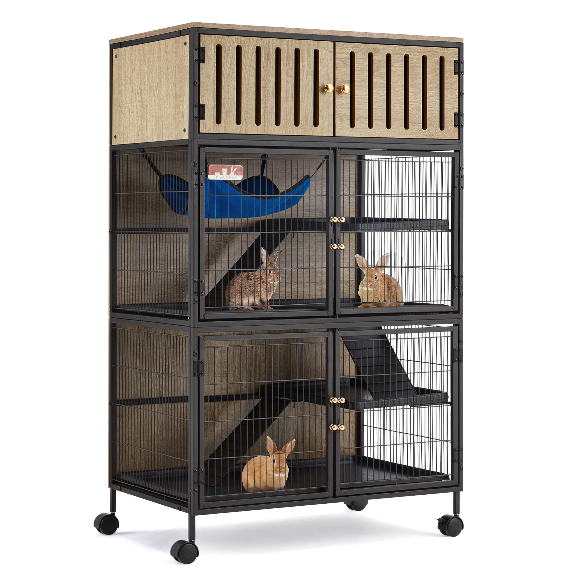 60"H Metal Large Ferret Cage with Removable Ramps, Double Door