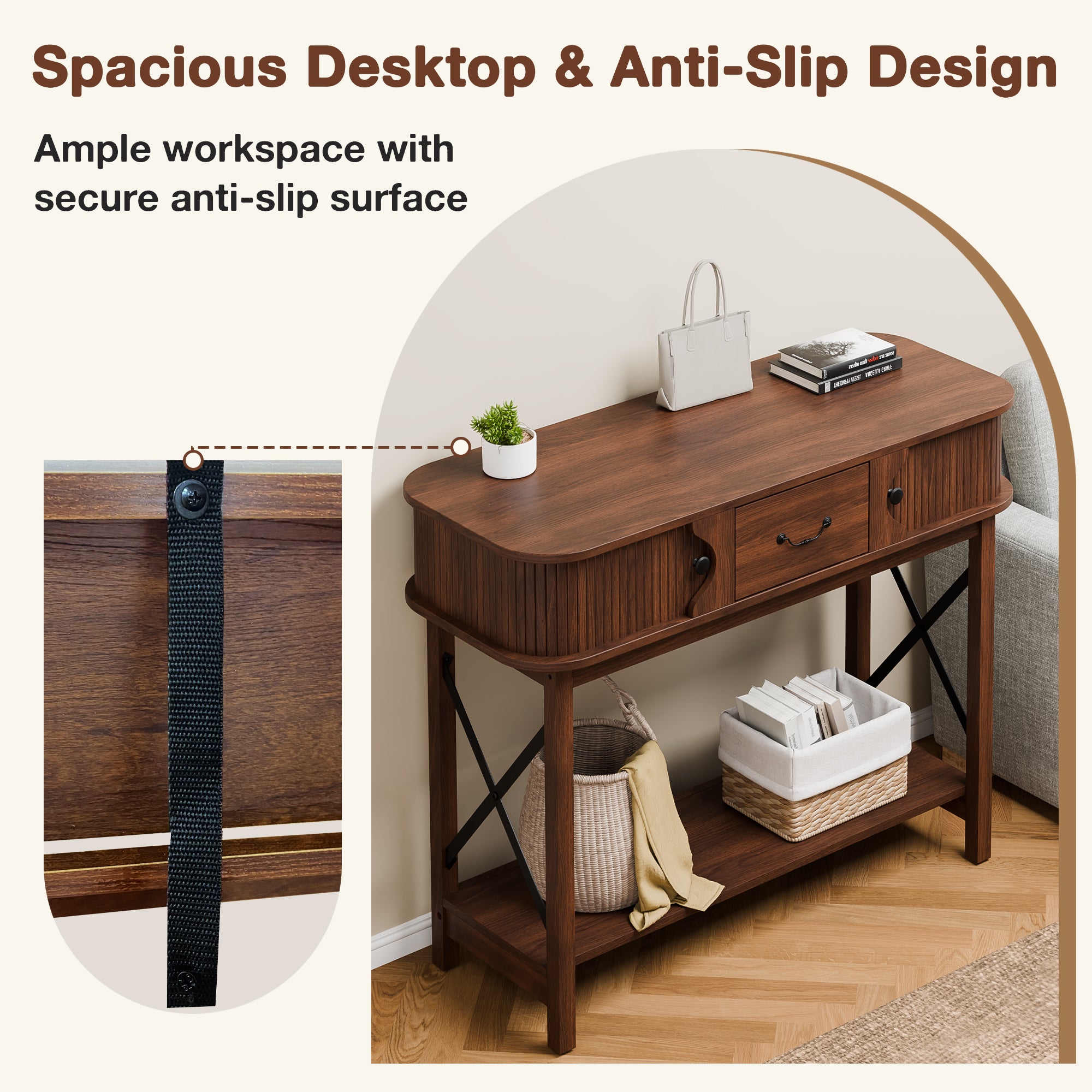 39.3" Console Table, Sofa Tables with Open Storage Shelf