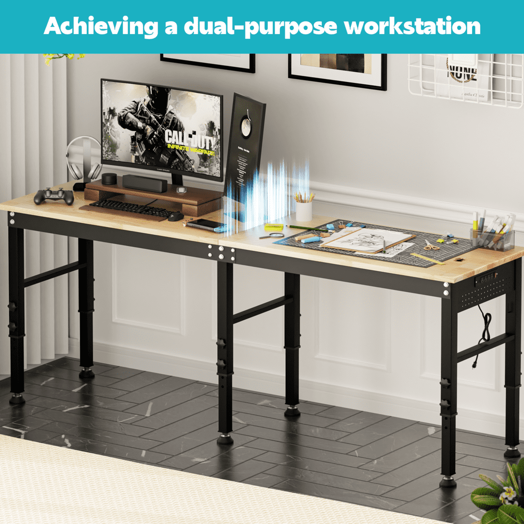 AHB® Adjustable Workbench，Heavy Duty Wood Work Bench 2000 Lbs Load Capacity