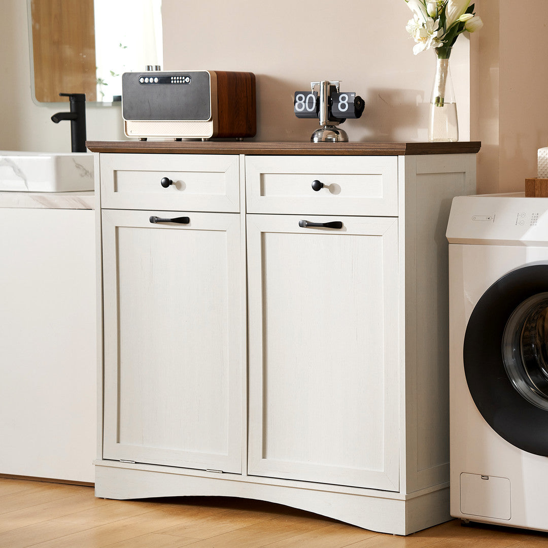 Haddockway® Single Tilt Out Trash Cabinet 13 Gallon Waste Bins Hidden Trash Bin w/ Hiddles for Kitchen