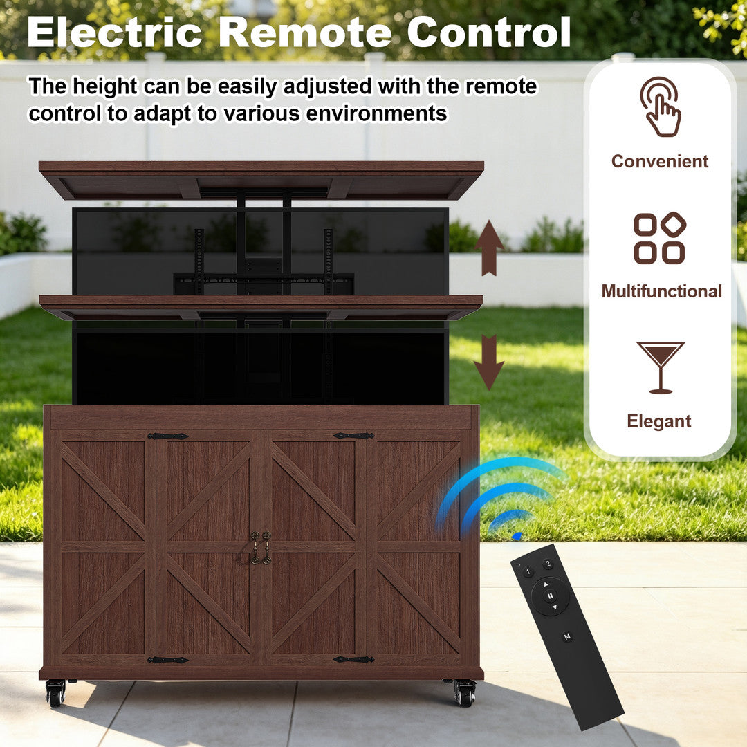 AHB Outdoor Modern Electric TV Lift Cabinet for 32–65" TVs,TV Stand | Motorized TV Lift Stand Indoor & Outdoor Use ,Outdoor Mobile TV Stand on Lockable Wheels,Weatherproof Outdoor TV Enclosure