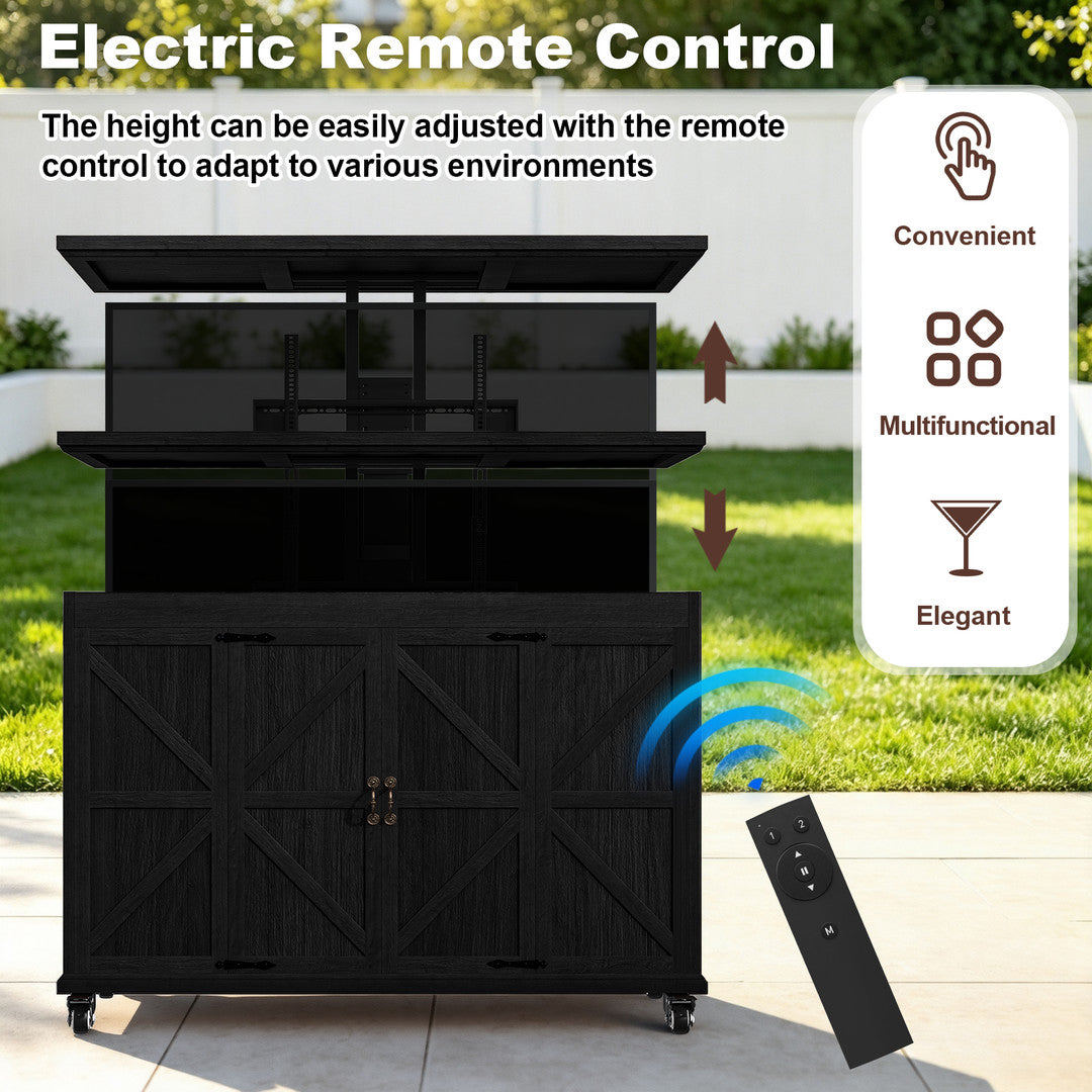 AHB Outdoor Modern Electric TV Lift Cabinet for 32–65" TVs,TV Stand | Motorized TV Lift Stand Indoor & Outdoor Use ,Outdoor Mobile TV Stand on Lockable Wheels,Weatherproof Outdoor TV Enclosure