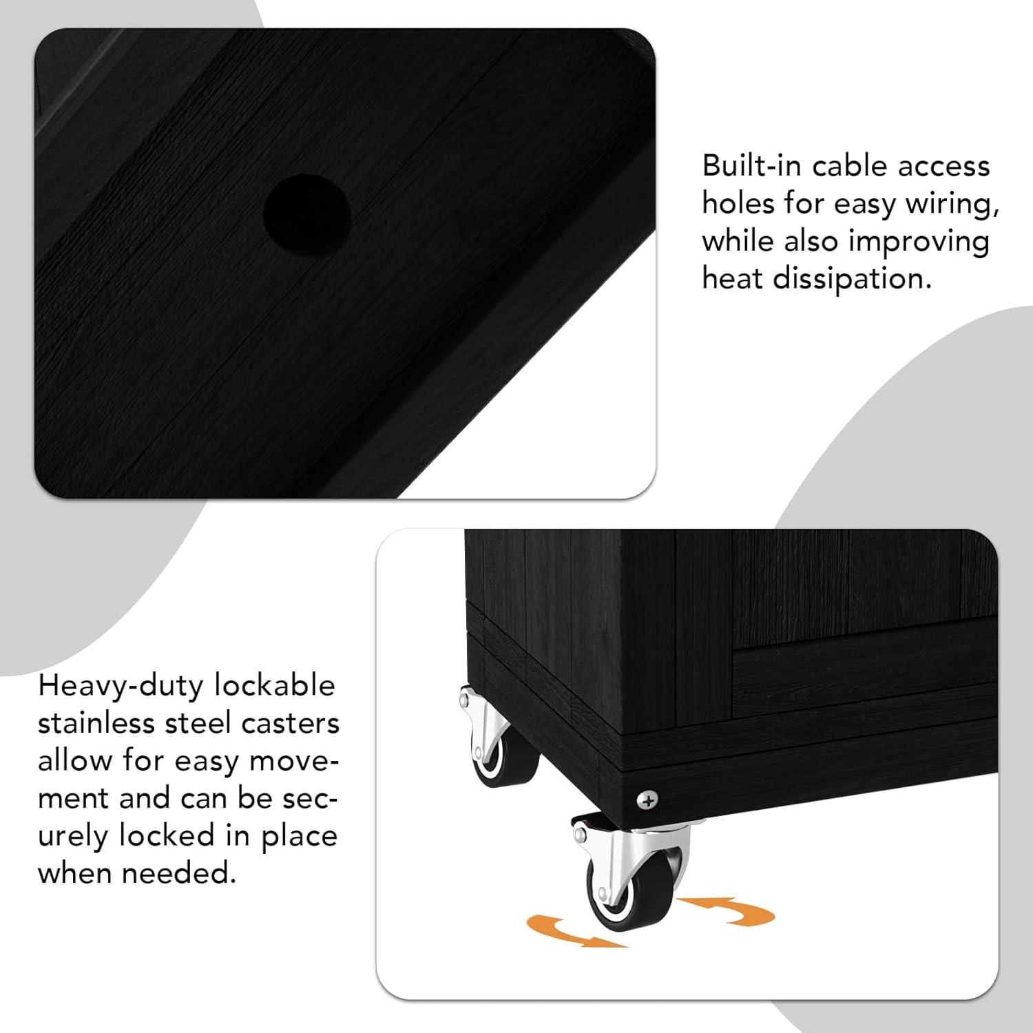 AHB® Solid Wood Outdoor Motorized TV Lift Cabinet with Lockable Wheels For 32-65" TVs