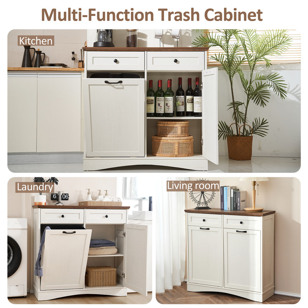 Haddockway® Single Tilt Out Trash Cabinet 13 Gallon Waste Bins Hidden Trash Bin w/ Hiddles for Kitchen