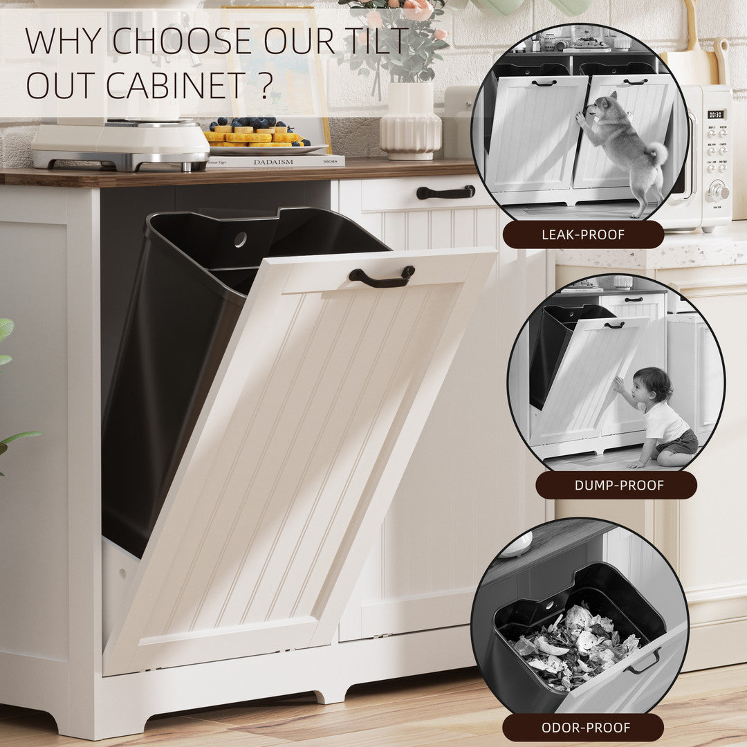 Haddockway® 20 Gallon Tilt Out Trash Cabinet, Freestanding Kitchen Trash Cabinet without Drawer