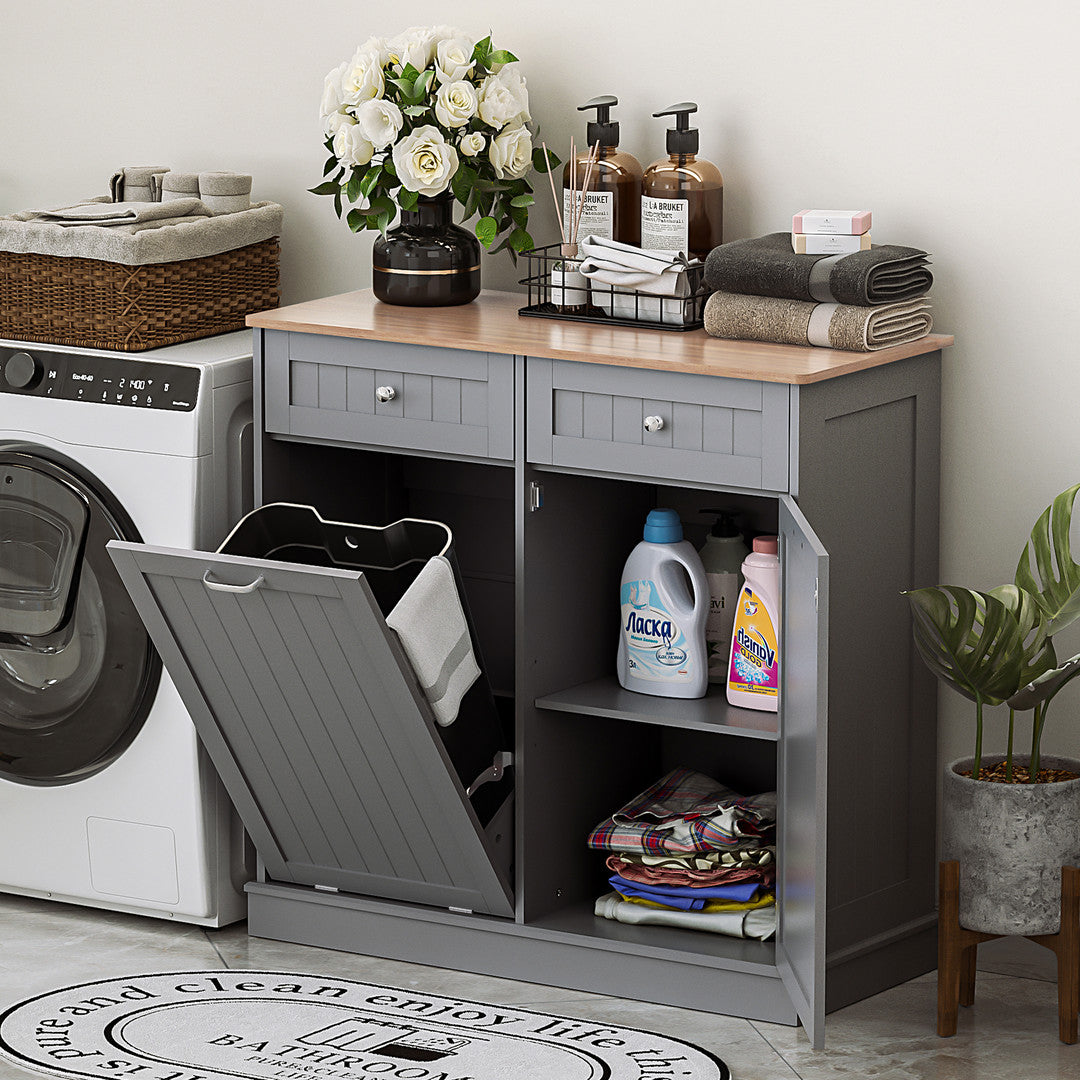 Haddockway® Single Tilt Out Trash Cabinet 13 Gallon Waste Bins Hidden Trash Bin w/ Hiddles for Kitchen