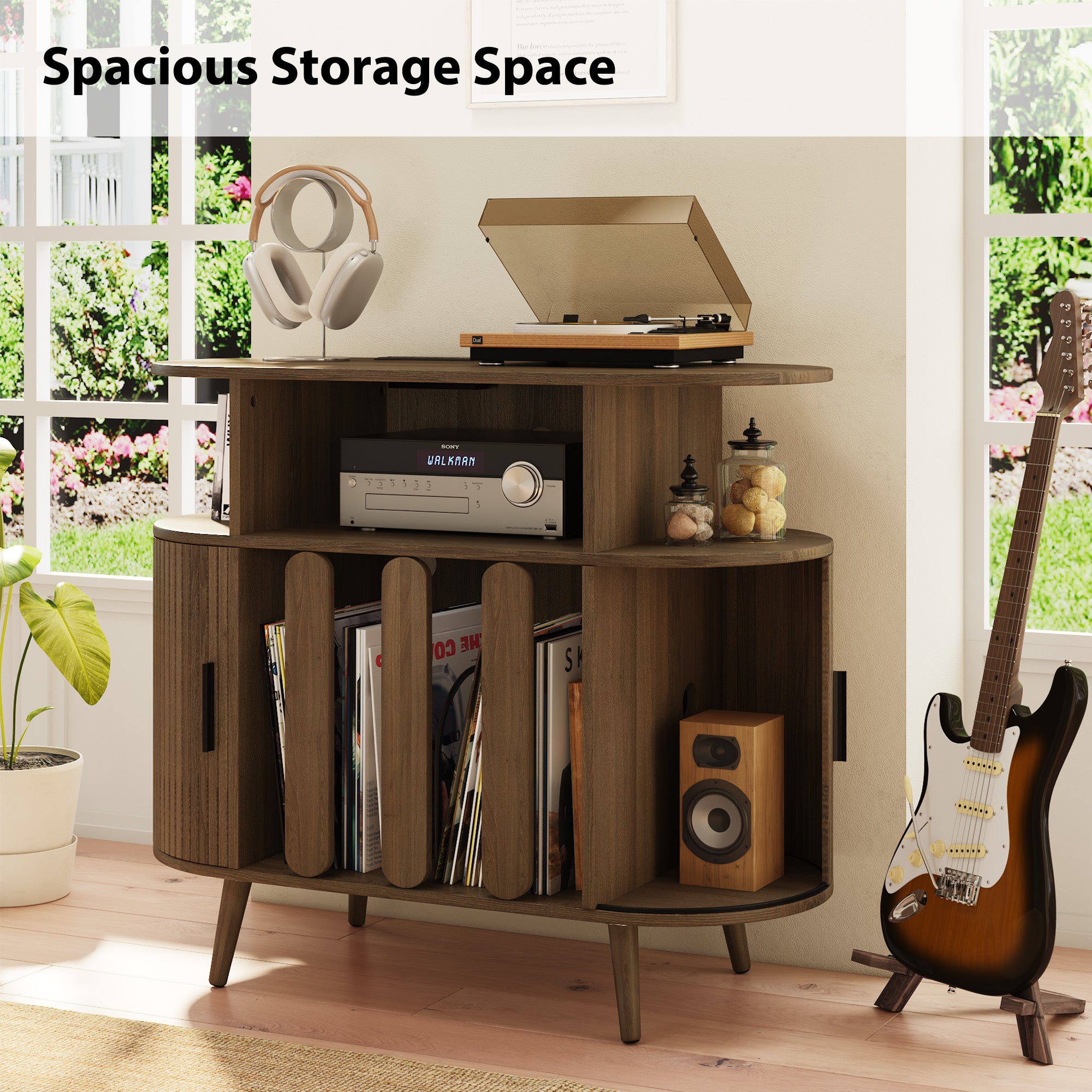 Record Player Stand with Vinyl Storage, Record Player Table