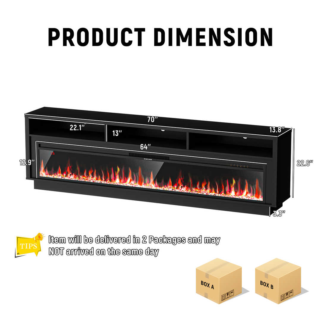 Fireplace TV Stand with LED Lights and Storage Cabinet