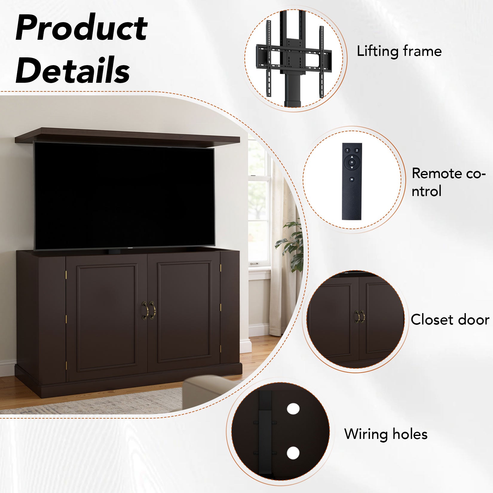 AHB® Indoor TV Stand with Motorized Vertical Stand Lift