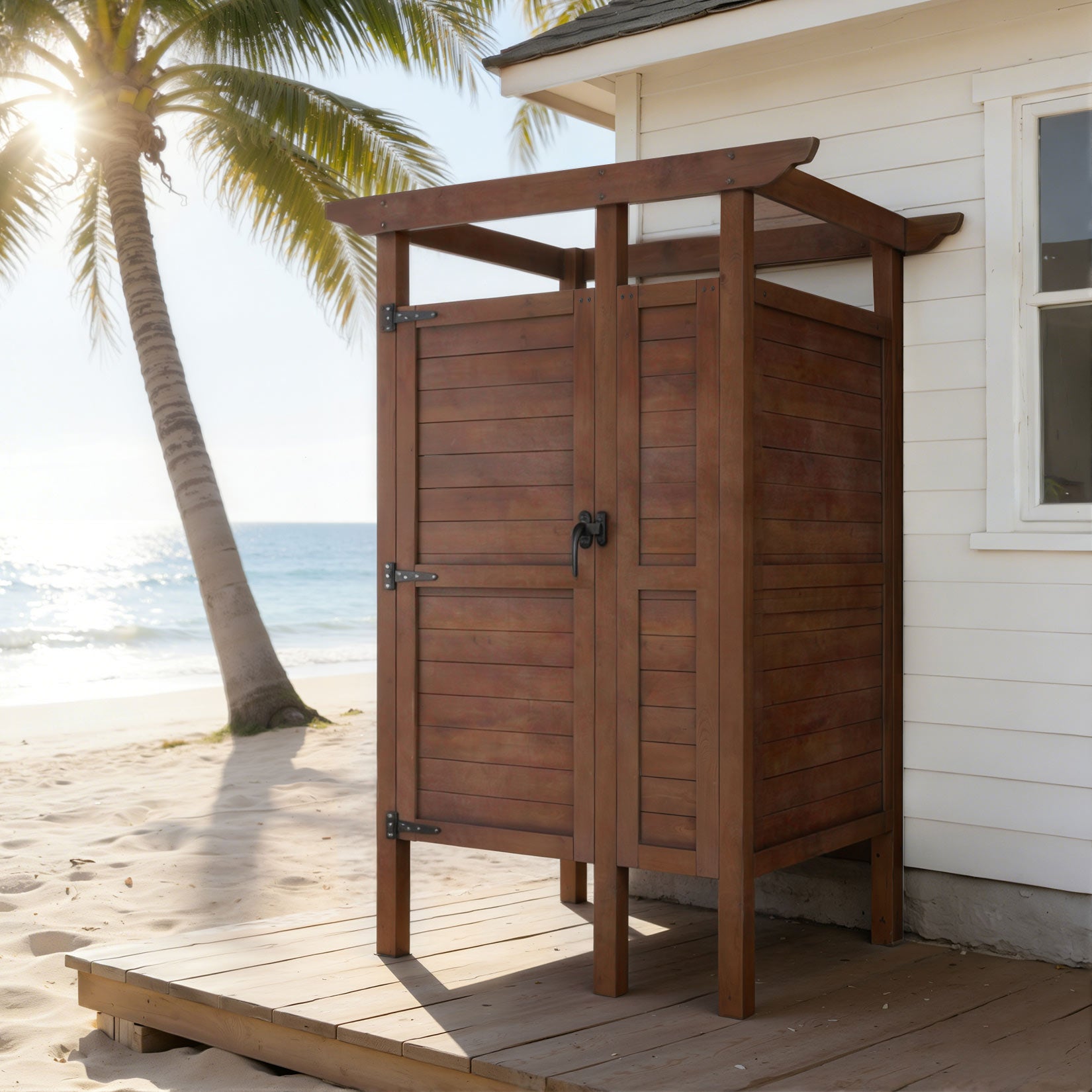 AHB® Outdoor Shower Enclosure Solid Wood Weatherproof Outdoor Shower Stall