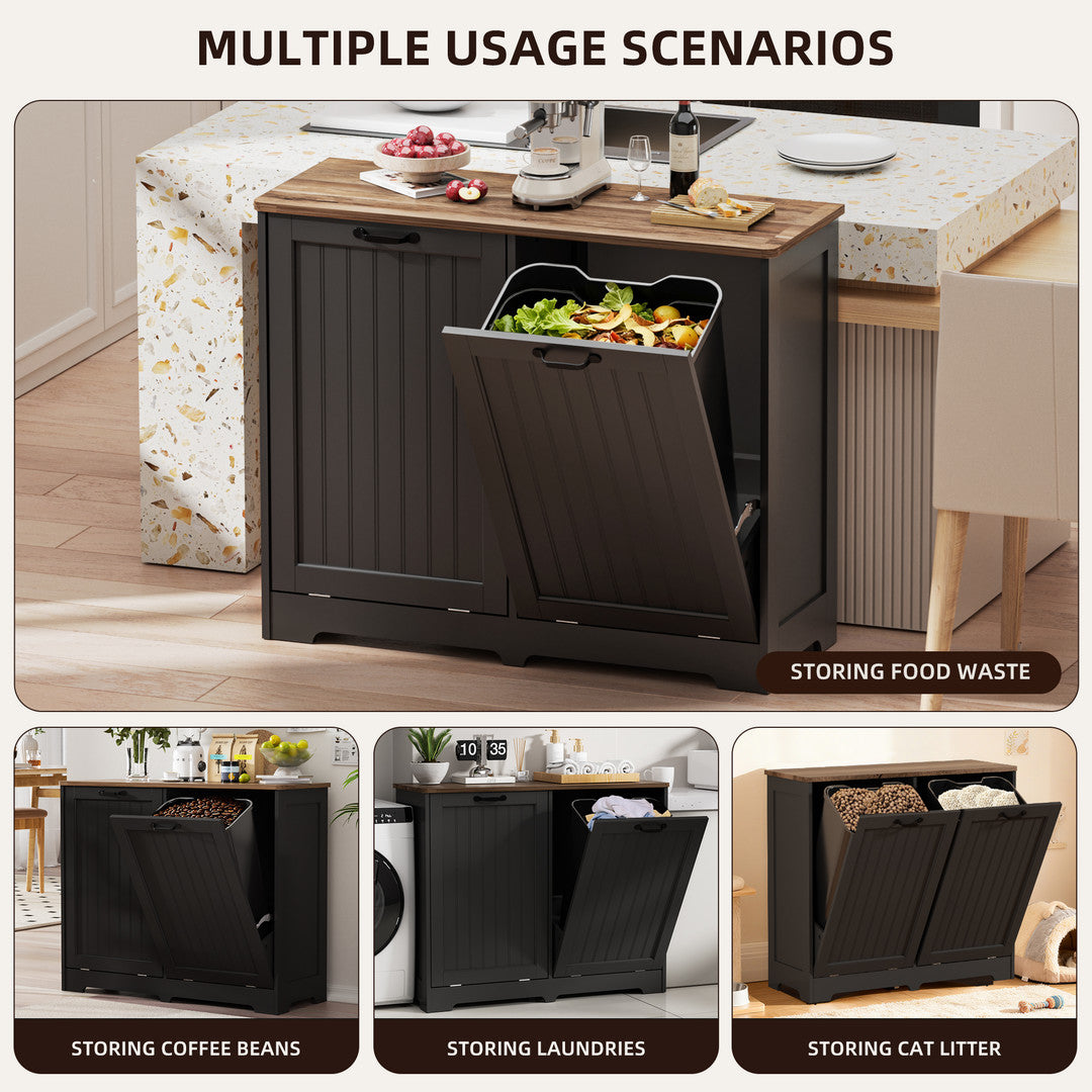 Haddockway® 20 Gallon Tilt Out Trash Cabinet, Freestanding Kitchen Trash Cabinet without Drawer