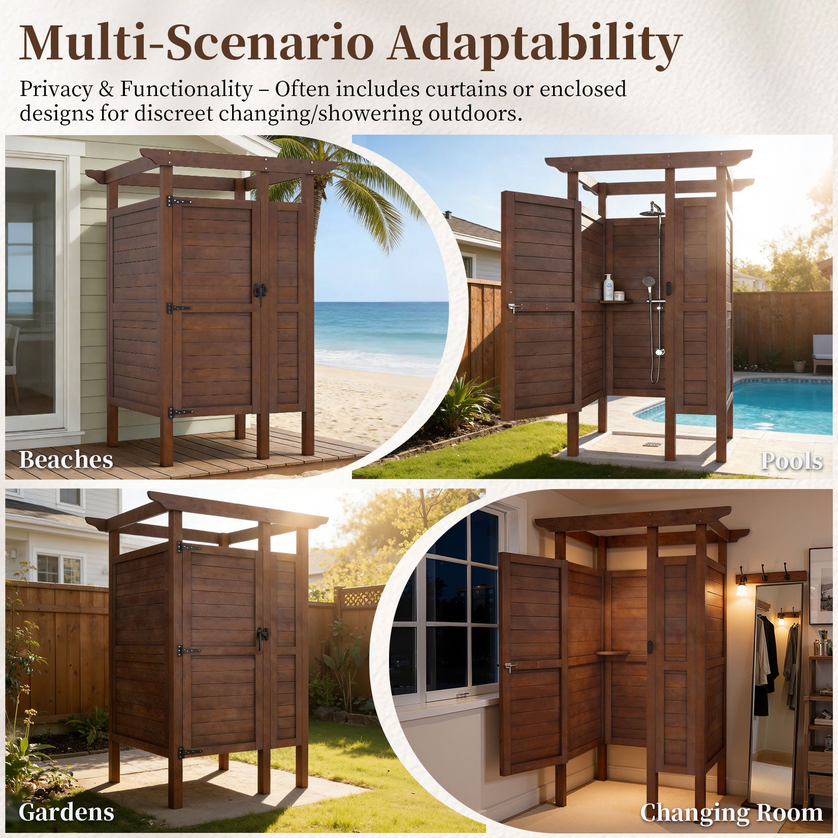 AHB® Outdoor Shower Enclosure Solid Wood Weatherproof Outdoor Shower Stall