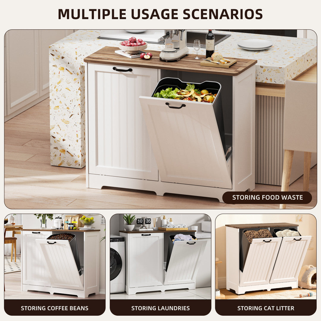 Haddockway® 20 Gallon Tilt Out Trash Cabinet, Freestanding Kitchen Trash Cabinet without Drawer