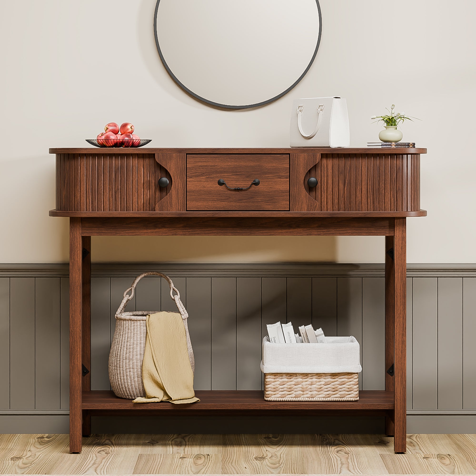 39.3" Console Table, Sofa Tables with Open Storage Shelf