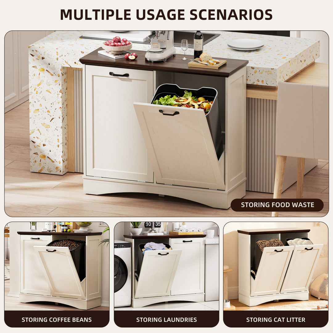 Haddockway® 20 Gallon Tilt Out Trash Cabinet, Freestanding Kitchen Trash Cabinet without Drawer