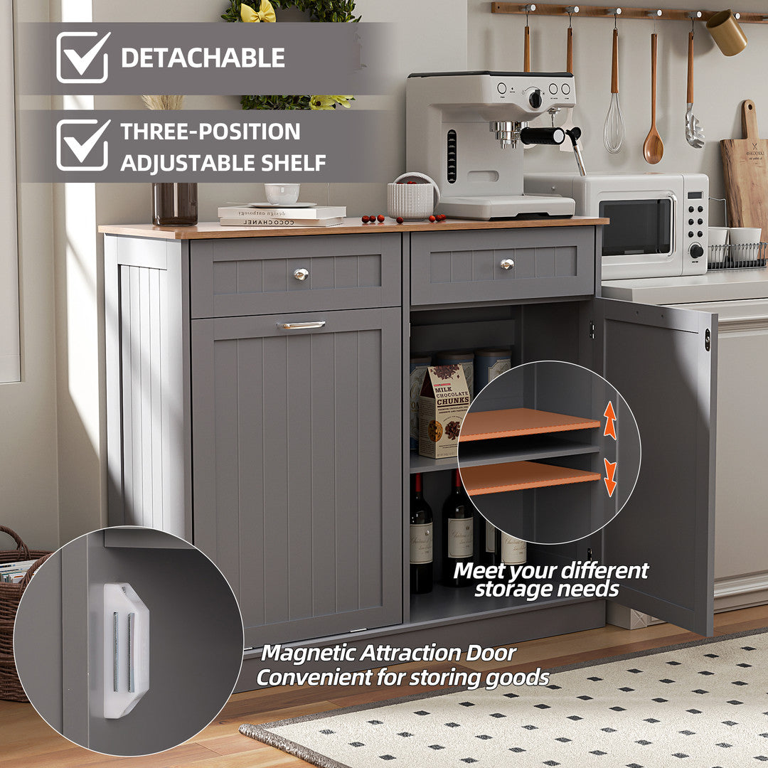 Haddockway® Single Tilt Out Trash Cabinet 13 Gallon Waste Bins Hidden Trash Bin w/ Hiddles for Kitchen