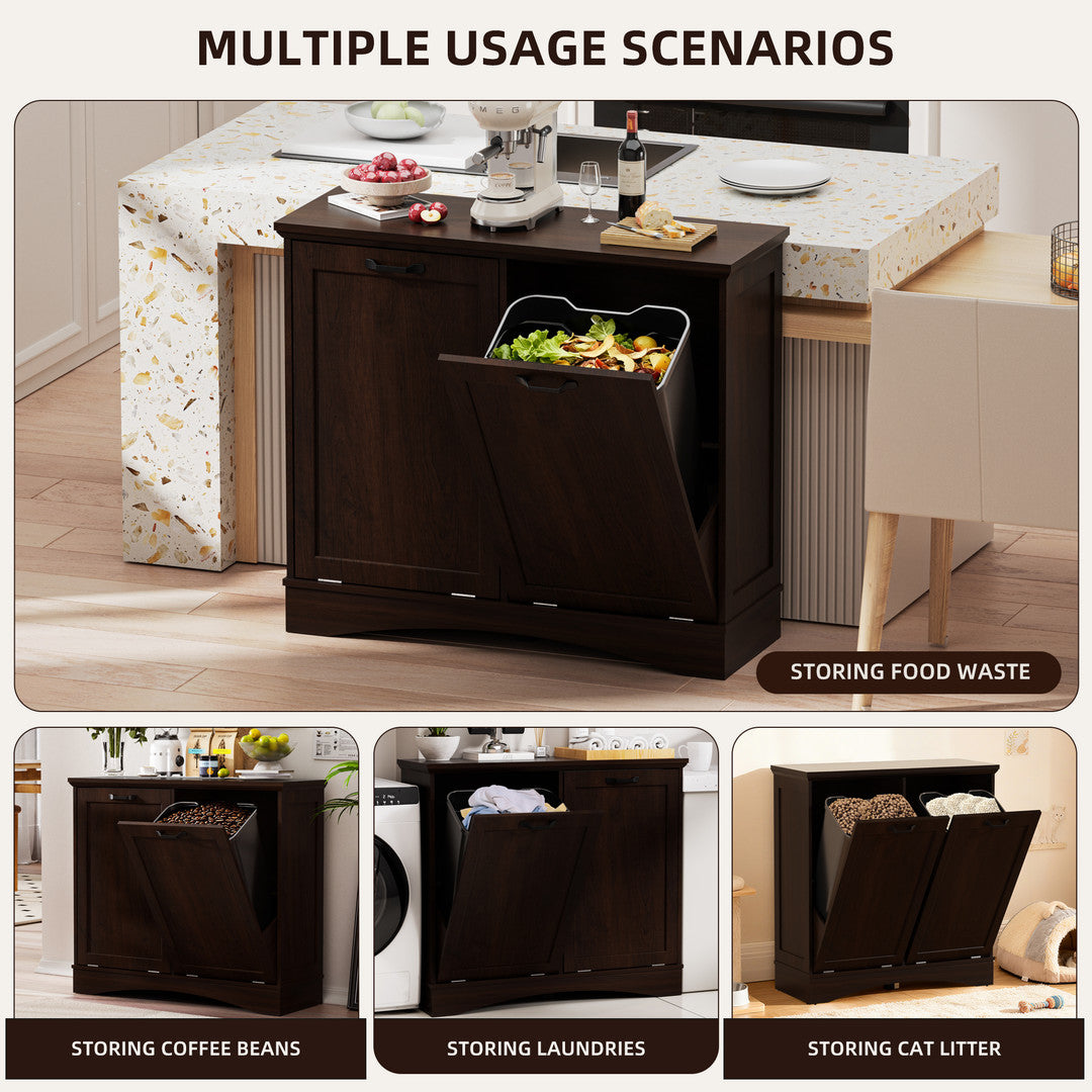 Haddockway® 20 Gallon Tilt Out Trash Cabinet, Freestanding Kitchen Trash Cabinet without Drawer