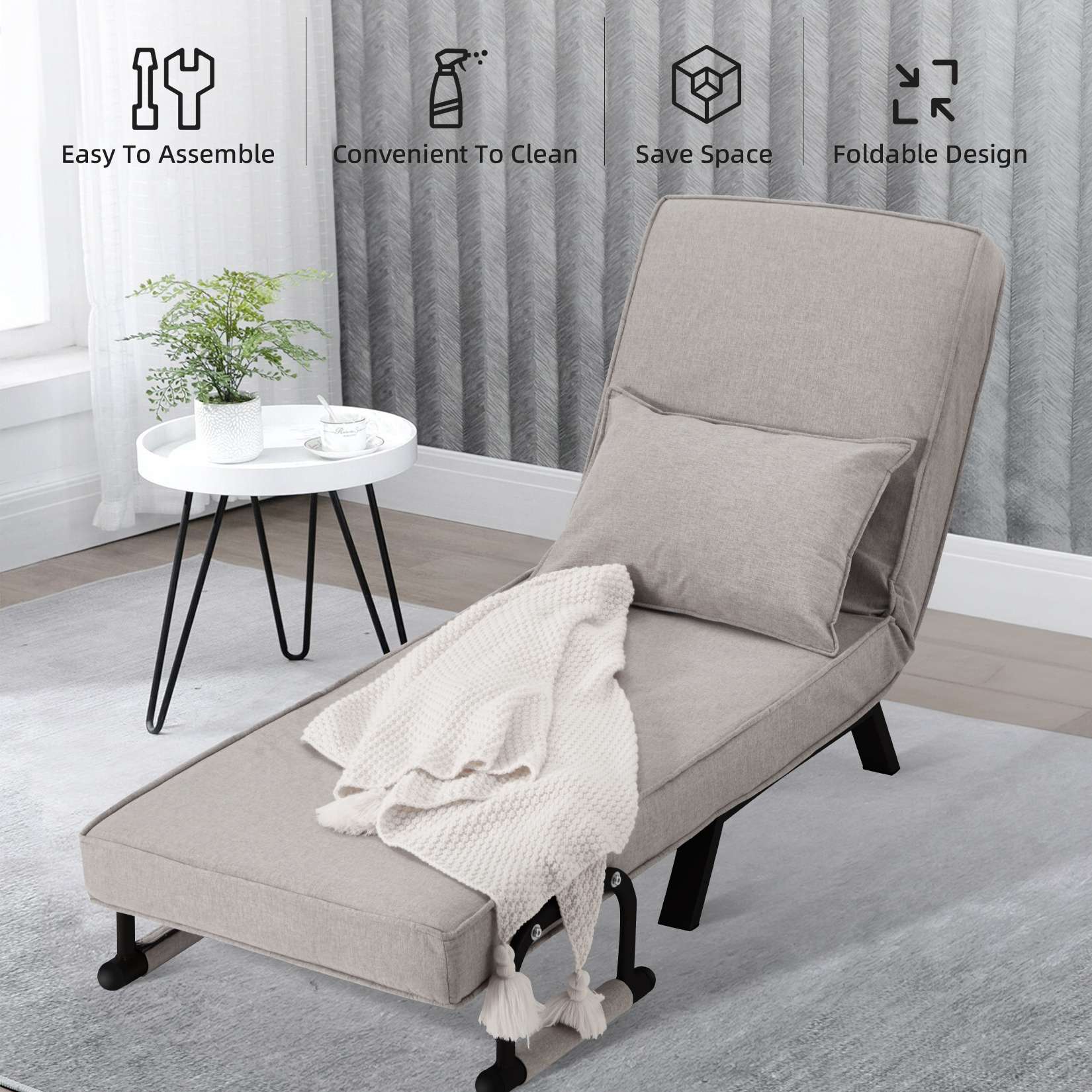 AHB® Convertible Sofa Bed Sleeper Chair with 6 Angles Adjustable Backrest