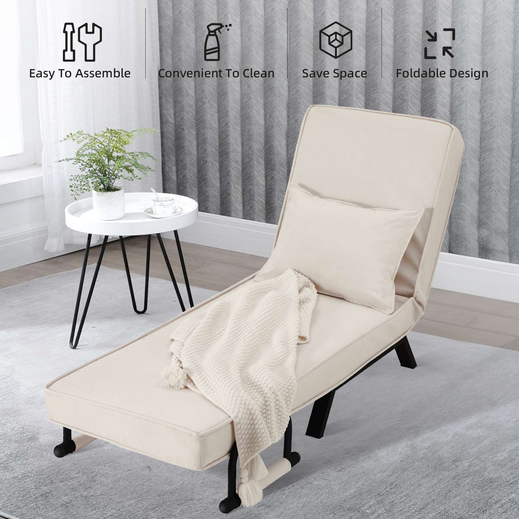 AHB® Convertible Sofa Bed Sleeper Chair with 6 Angles Adjustable Backrest
