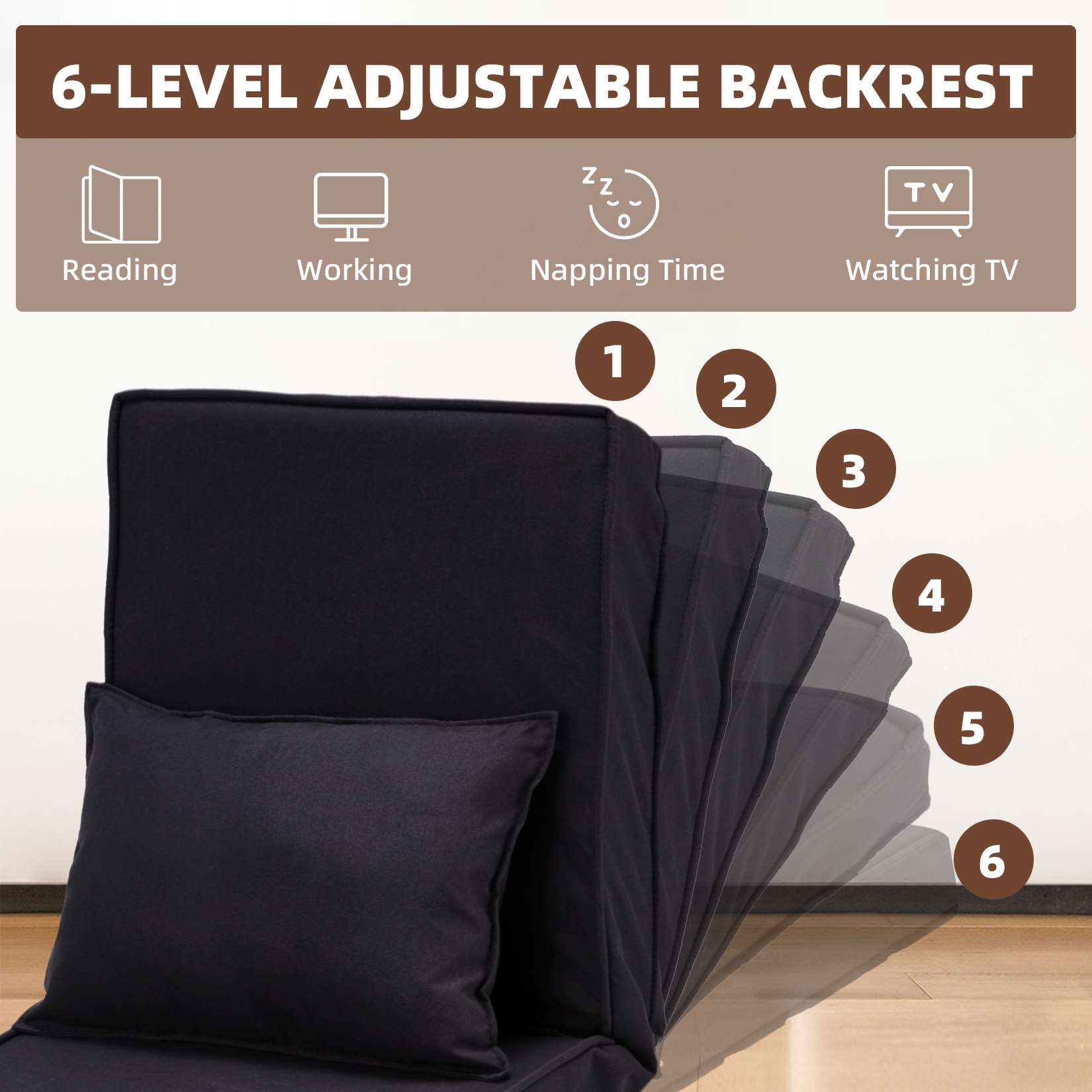 AHB® Convertible Sofa Bed Sleeper Chair with 6 Angles Adjustable Backrest