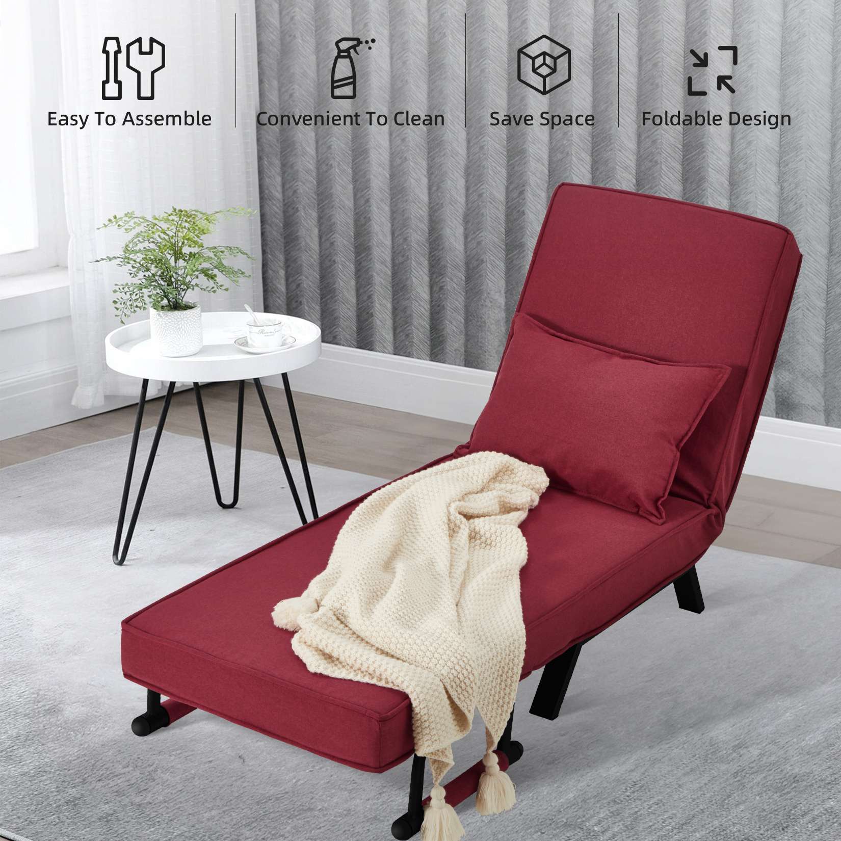AHB® Convertible Sofa Bed Sleeper Chair with 6 Angles Adjustable Backrest