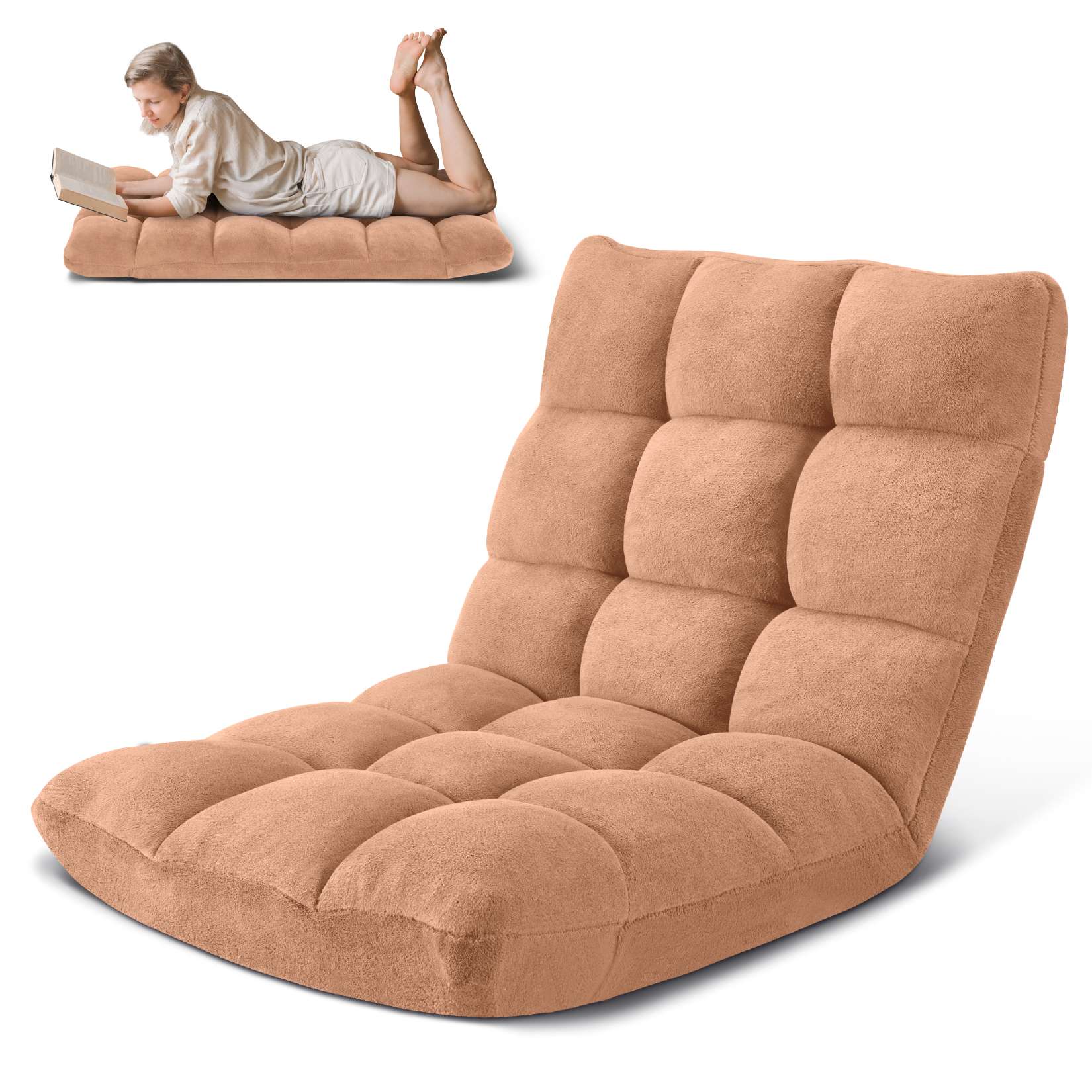 AHB® Folding Floor Chair with Back Support Adjustable Floor Lazy Sofa Chair