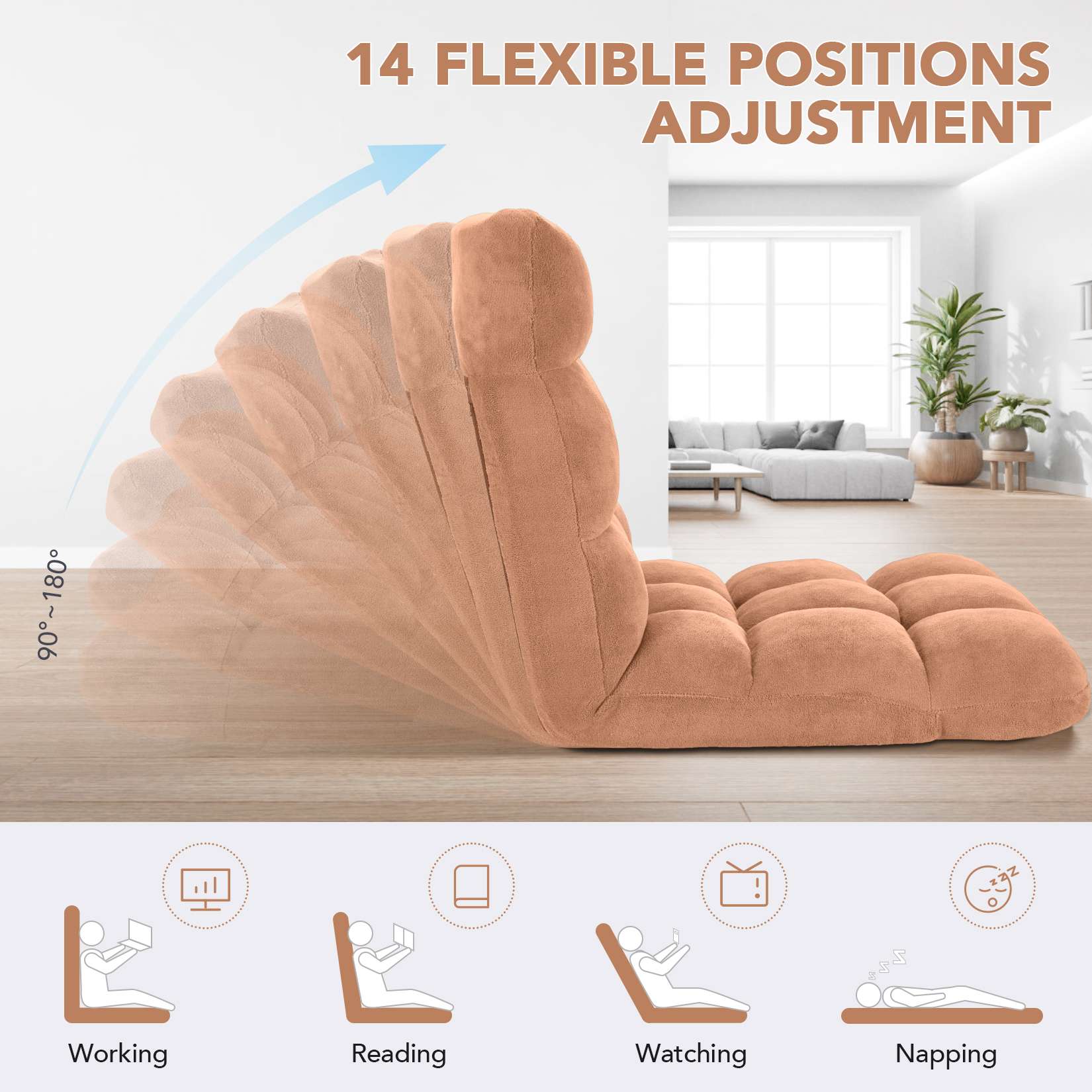 AHB® Folding Floor Chair with Back Support Adjustable Floor Lazy Sofa Chair