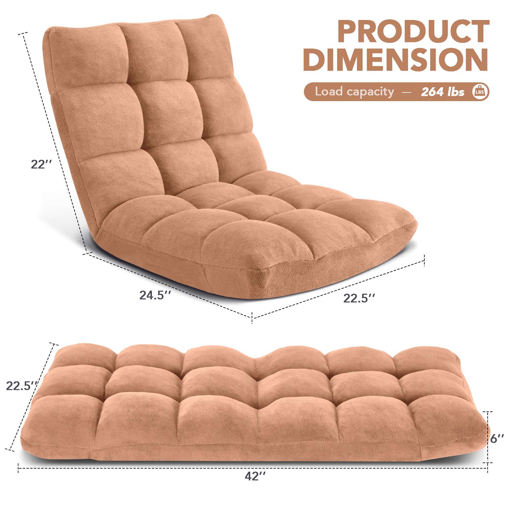 AHB® Folding Floor Chair with Back Support Adjustable Floor Lazy Sofa Chair
