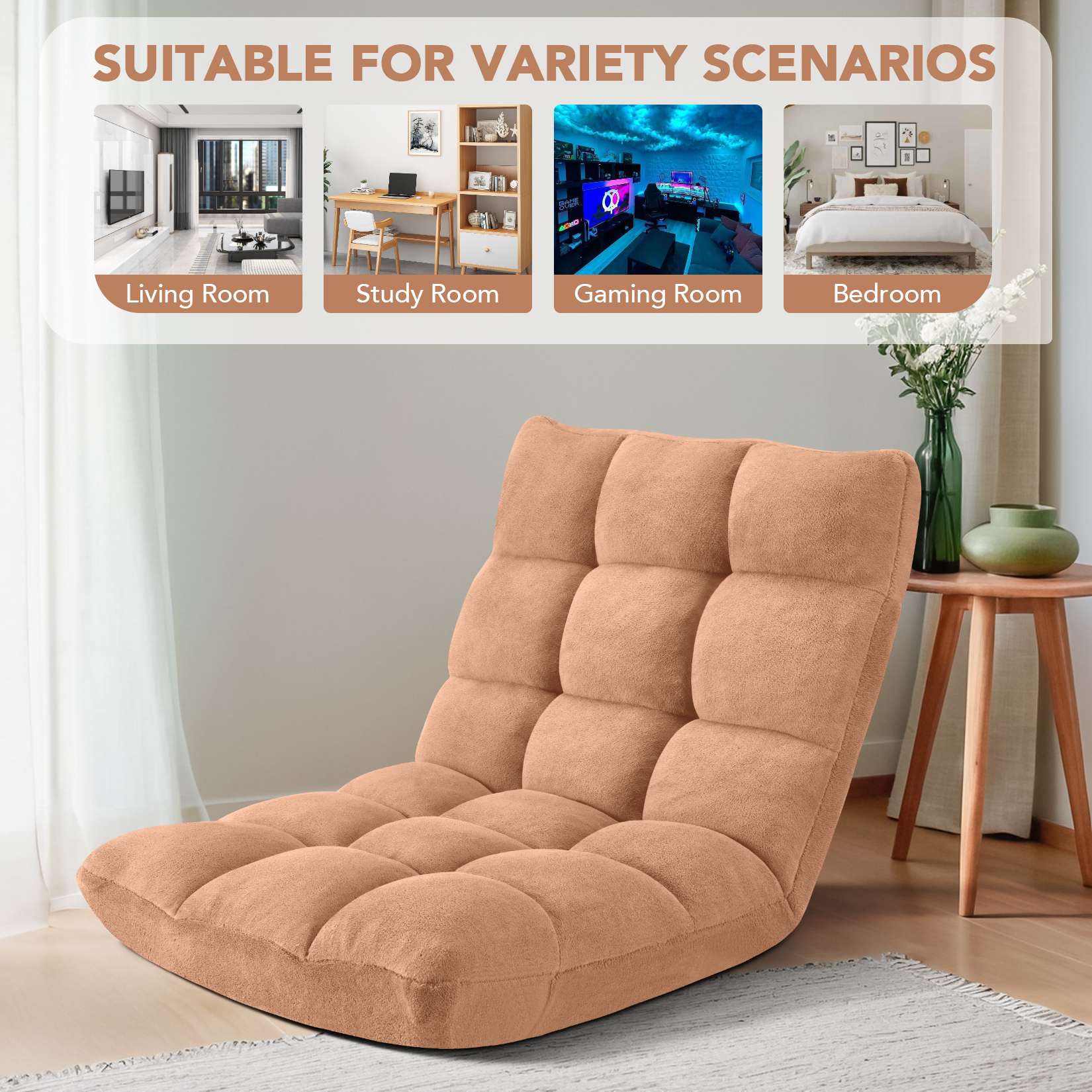 AHB® Folding Floor Chair with Back Support Adjustable Floor Lazy Sofa Chair