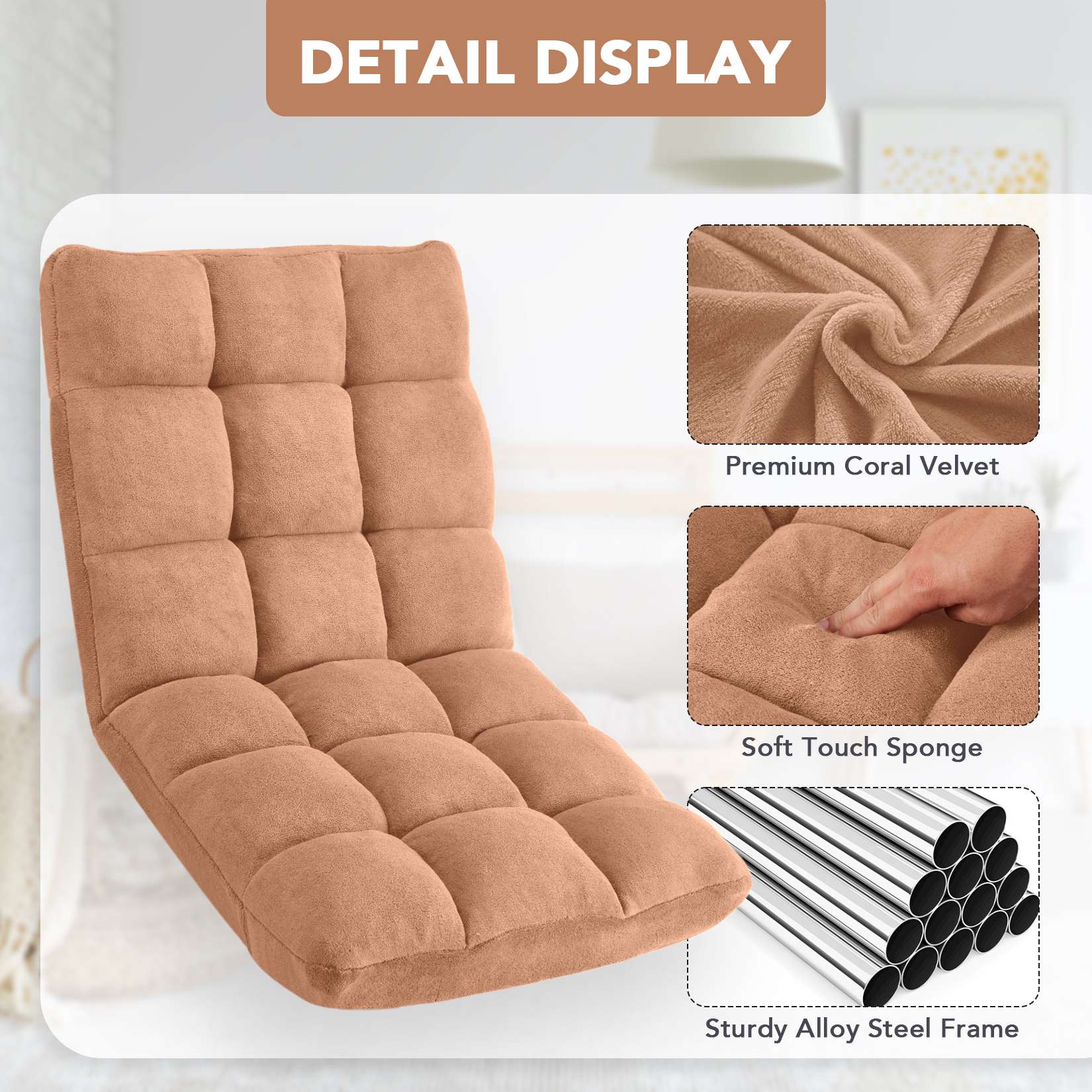 AHB® Folding Floor Chair with Back Support Adjustable Floor Lazy Sofa Chair