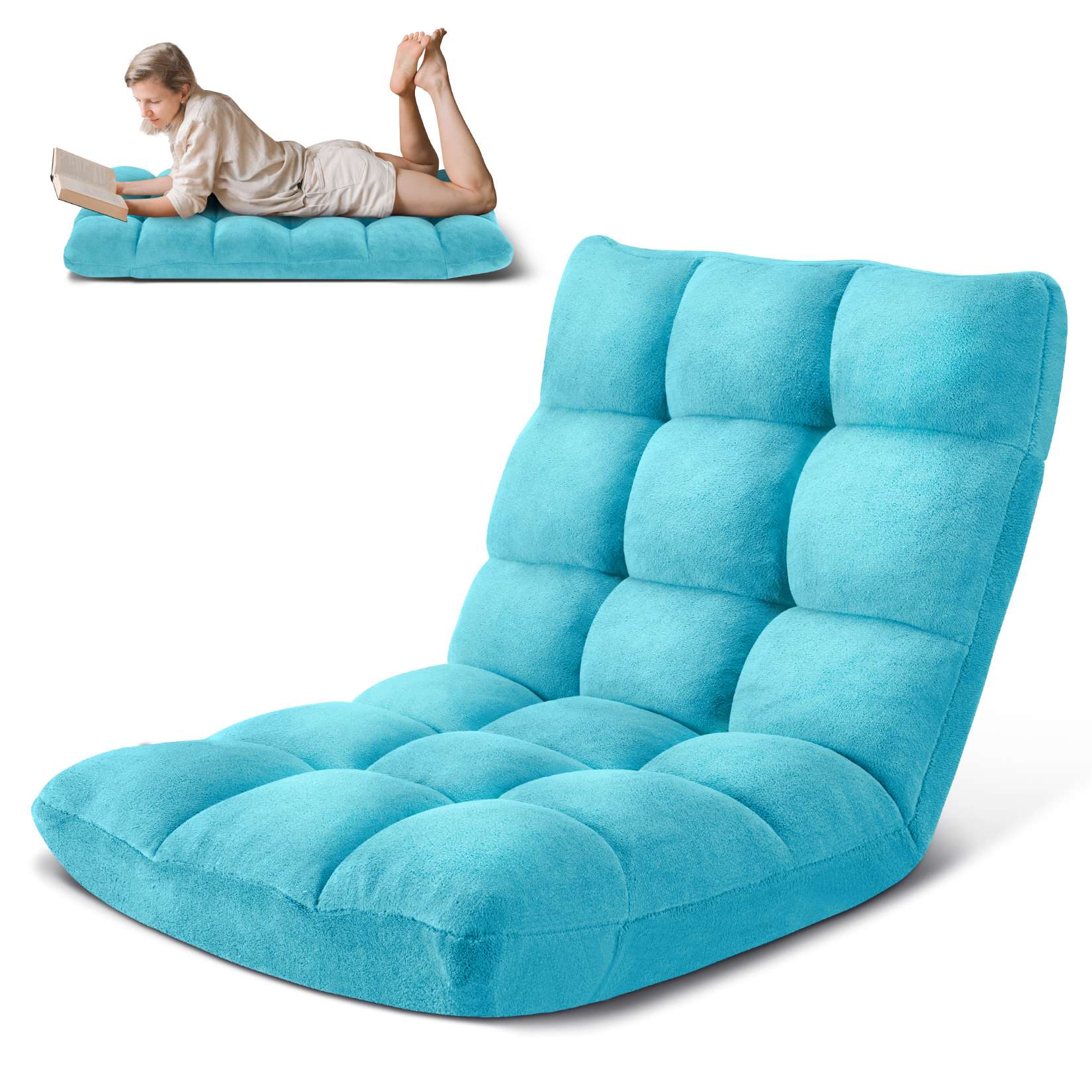 AHB® Folding Floor Chair with Back Support Adjustable Floor Lazy Sofa Chair