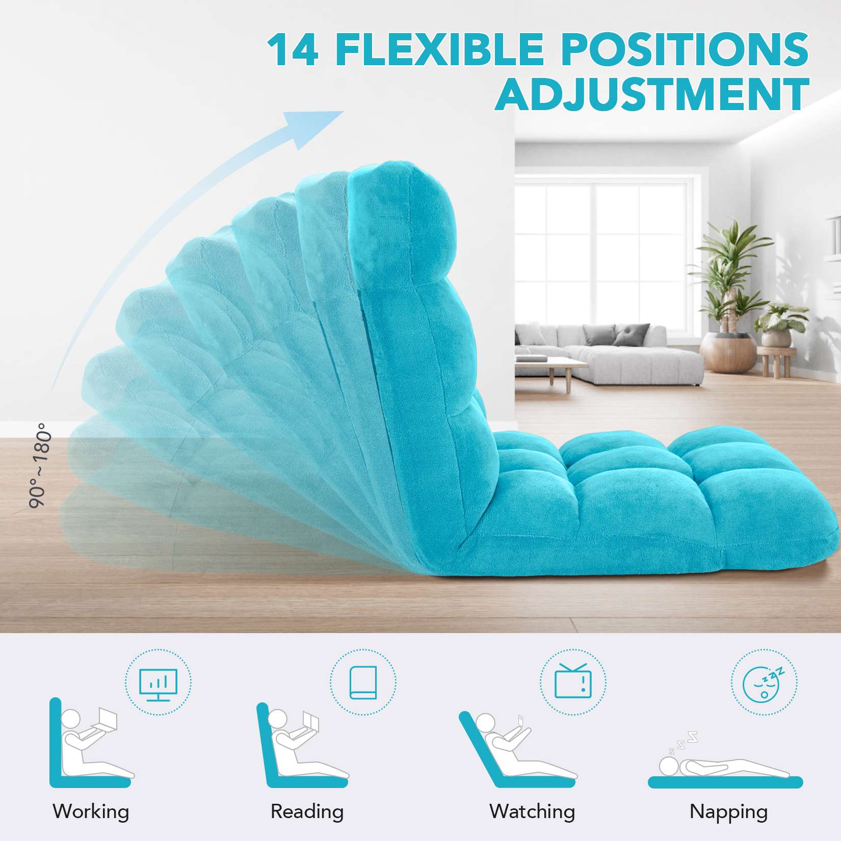 AHB® Folding Floor Chair with Back Support Adjustable Floor Lazy Sofa Chair