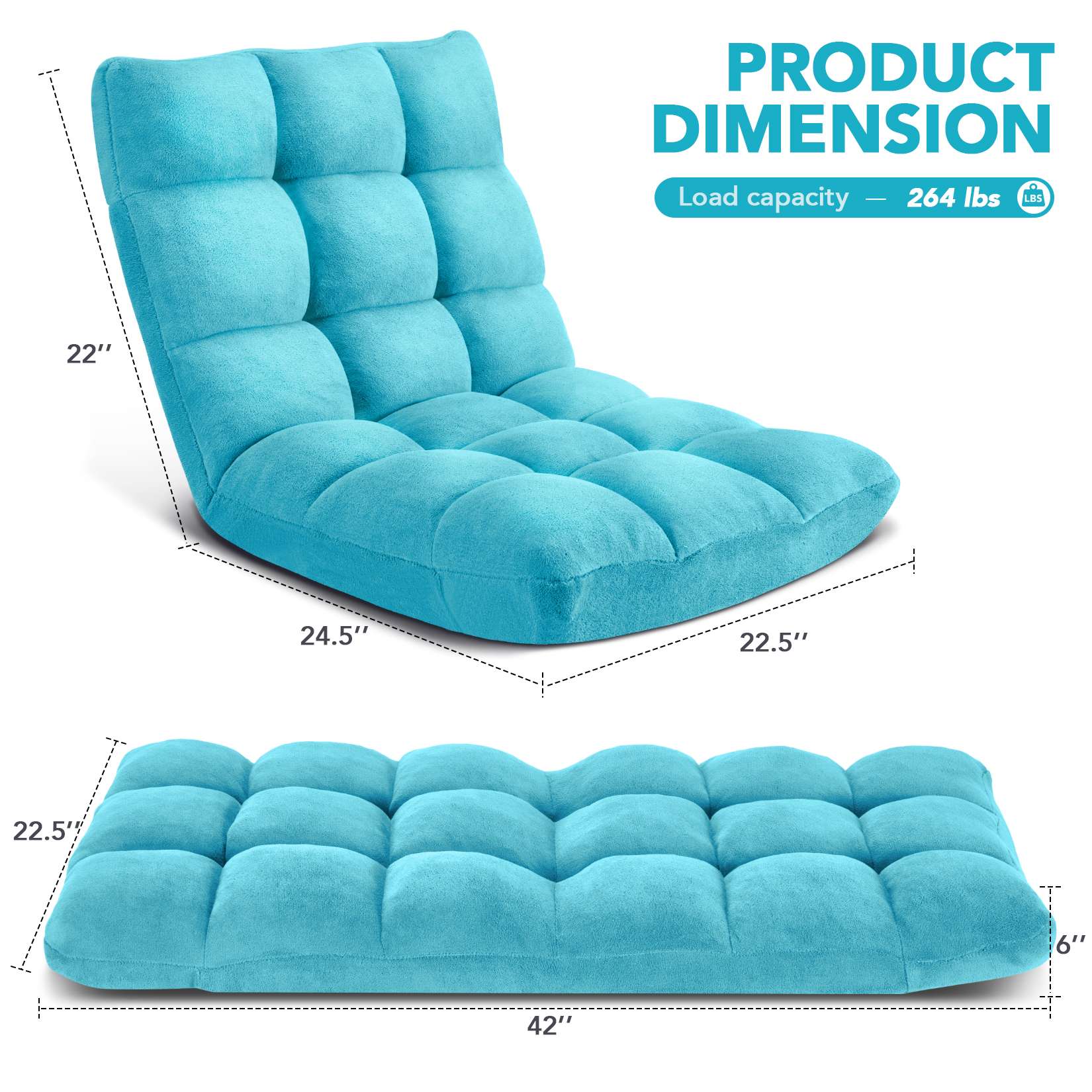 AHB® Folding Floor Chair with Back Support Adjustable Floor Lazy Sofa Chair