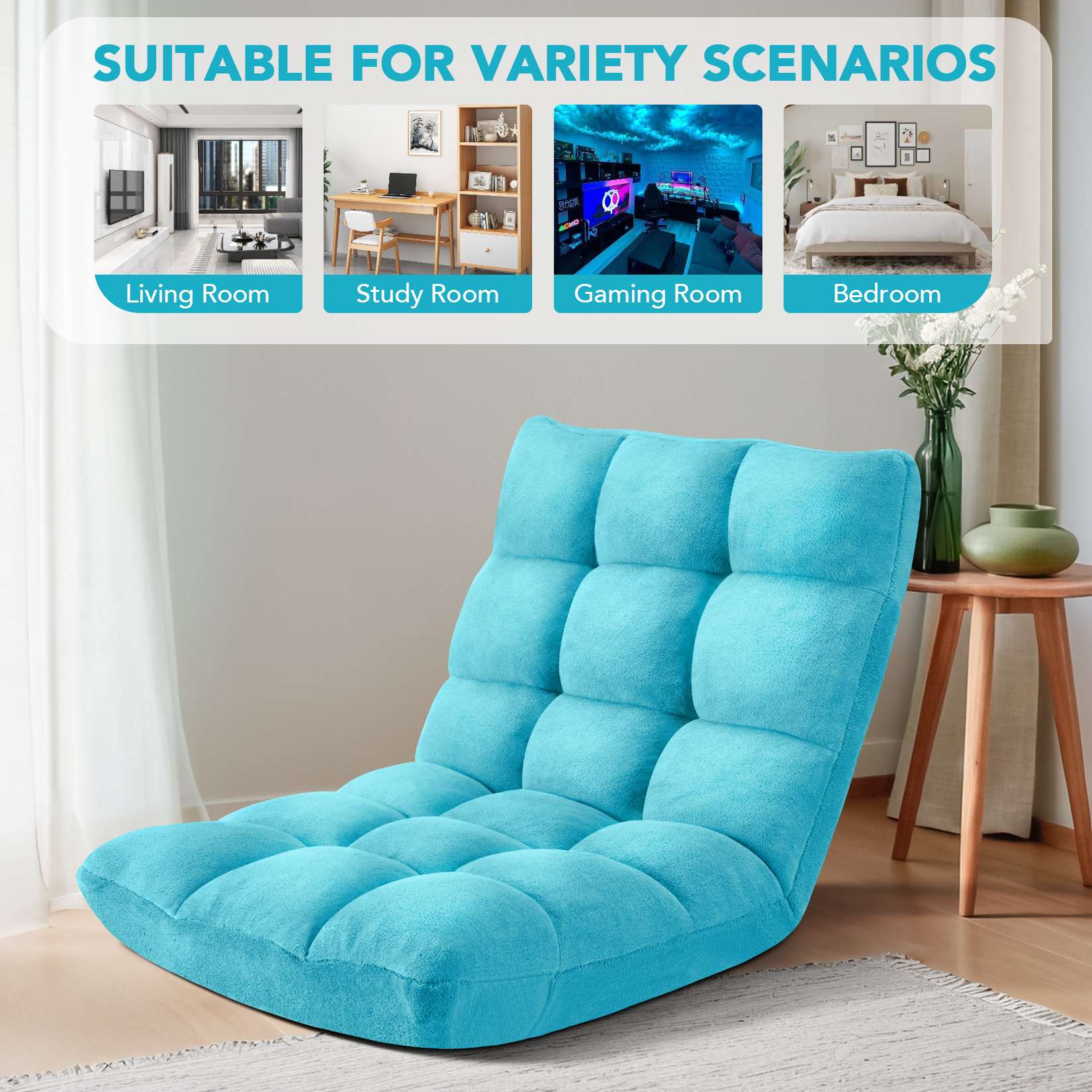AHB® Folding Floor Chair with Back Support Adjustable Floor Lazy Sofa Chair