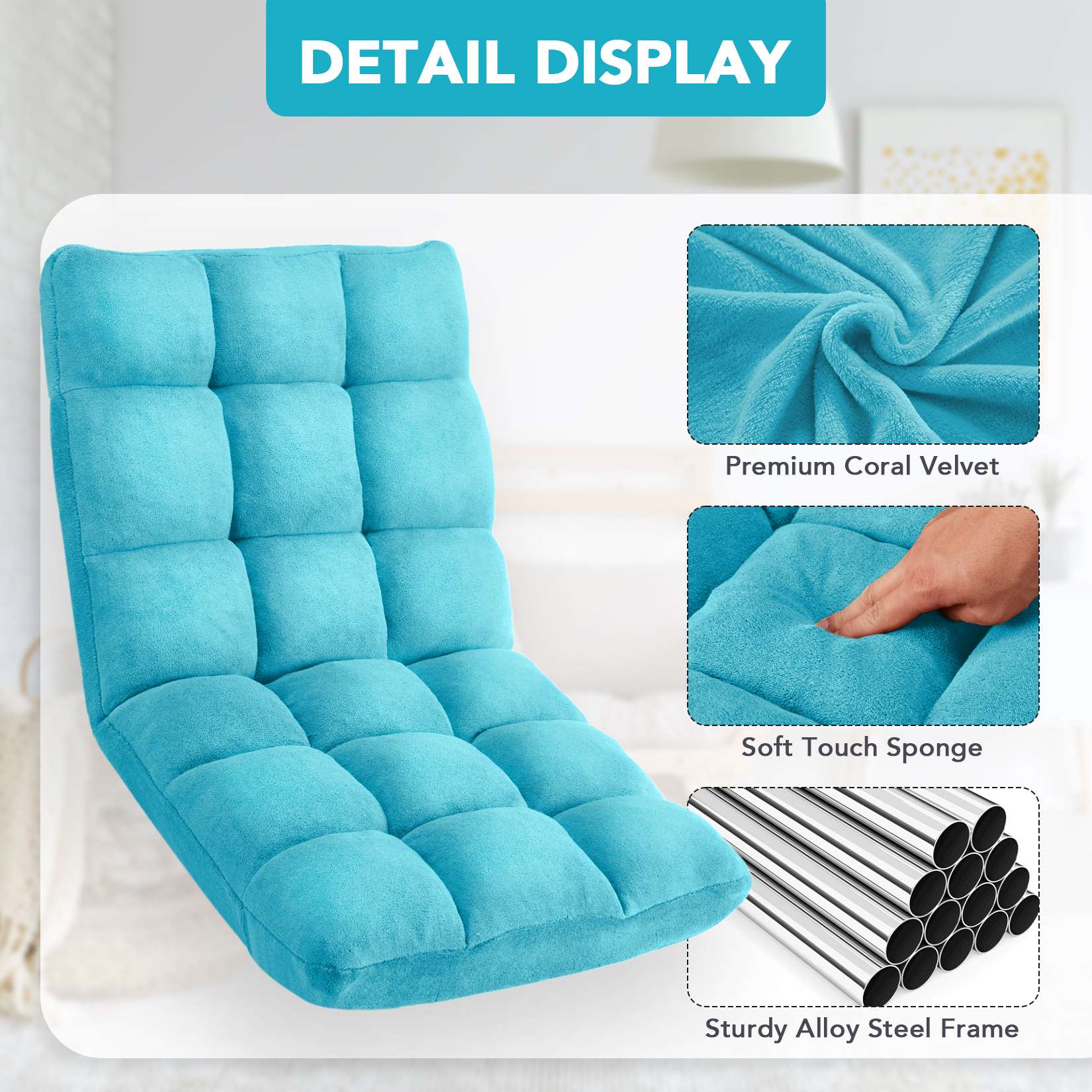 AHB® Folding Floor Chair with Back Support Adjustable Floor Lazy Sofa Chair